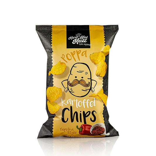 Kartoffelkult - Chips de pommes de terre au paprika, 100 g - Chips croustillantes de pommes de terre soigneusement sélectionnées, finement épicées au paprika aromatique, sans additifs artificiels, à acheter en Suisse