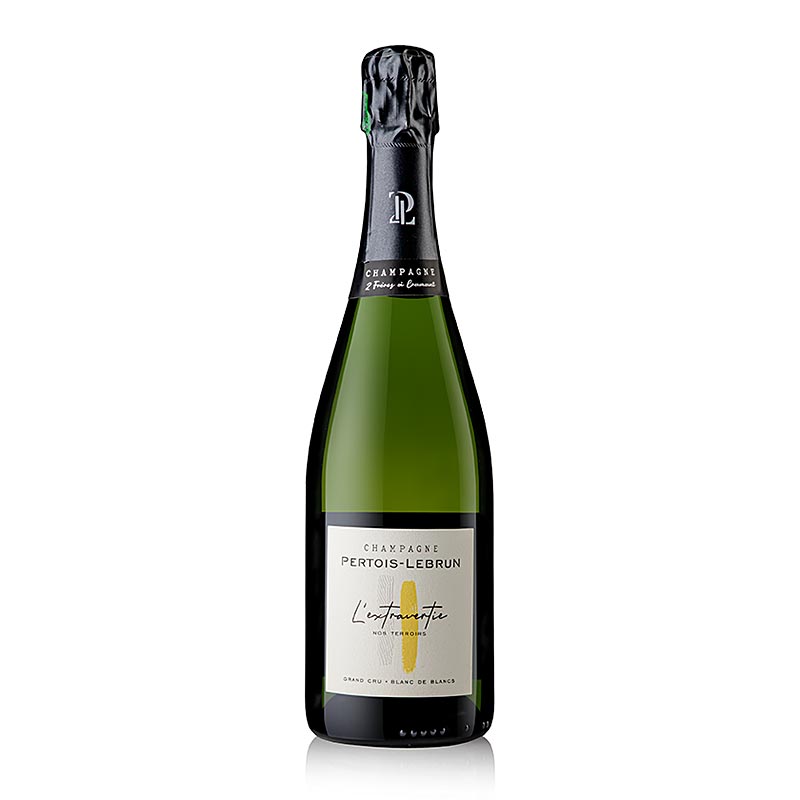 Bouteille de champagne Pertois-Lebrun 2019 l'Extravertie Blanc de Blancs Extra Brut, 750 ml, un vin mousseux élégant et sec de France, parfait pour les occasions spéciales