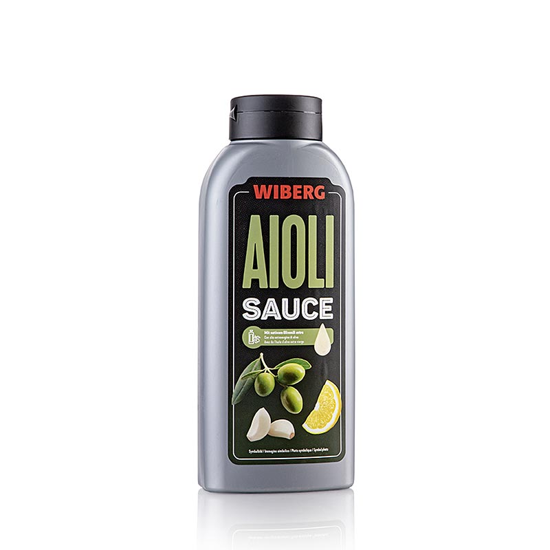 Sauce aïoli Wiberg, bouteille squeeze, 730 g - Texture crémeuse et goût intense d'ail, idéale comme dip ou pour agrémenter viandes, poissons et légumes, à acheter en Suisse