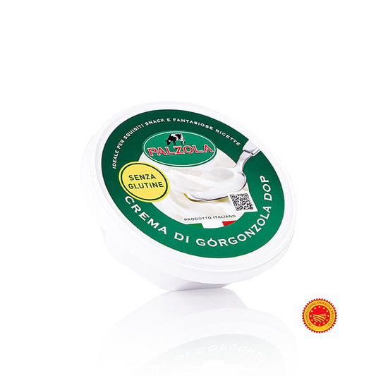 Délicieuse Crema di Gorgonzola DOP de Palzola, idéale pour affiner les plats ou comme délicieuse pâte à tartiner, disponible en Suisse