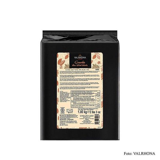 Valrhona Cuvee Sao Thome, couverture noire, 76% cacao, bloc (12830), 1 kg