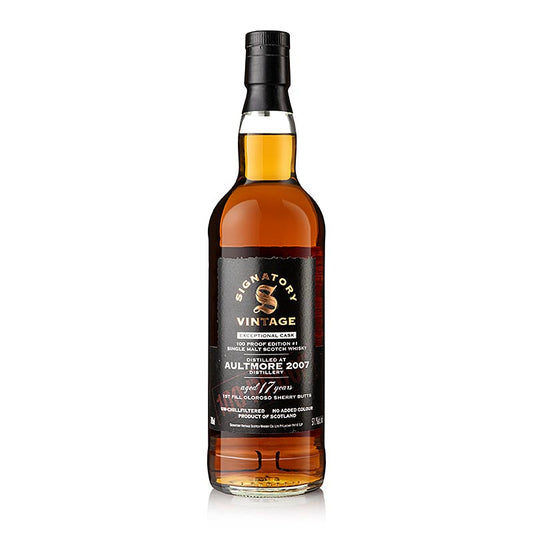 Single Malt Whisky Aultmore 17 J/ 2007, Sherry Butt, 57,1% vol, Signatory, 700 ml - whisky écossais de haute qualité en édition limitée