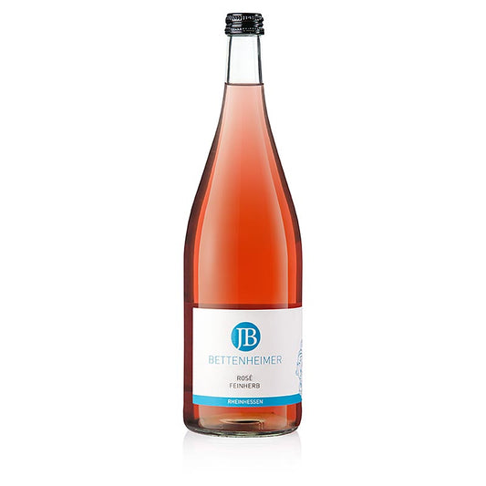 Bettenheimer 2023 Rose feinherb vin de rose QW Rheinhessen 1,0l litre Vegan, 1 l - Image d'une bouteille d'un litre du vin de rose végétalien Bettenheimer 2023 Rose feinherb du vin de qualité de Rheinhessen