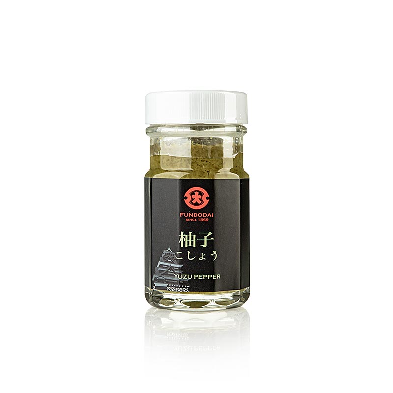 Yuzu Kosho PREMIUM - Pâte de piment vert & yuzu, Fundodai Japon, 60 g : Délicatesse japonaise qui allie le goût frais d'agrumes du yuzu au piquant du piment vert Fabriquée au Japon par Fundodai, parfaite pour assaisonner viandes, poissons et légumes.