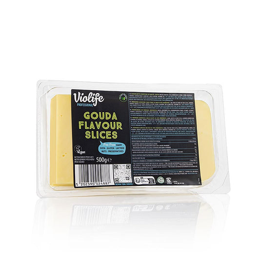 Violife - Saveur Gouda, en tranches, alternative au fromage végétalien, 500 g : tranches de fromage végétalien crémeuses, sans lactose et sans gluten avec une saveur riche et authentique, idéales pour le pain, les salades et les plats préférés