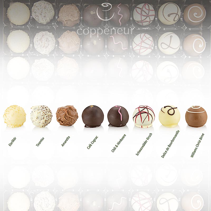 Chef Food Exclusive Mélange de pralines, (avec alcool) Coppeneur, 950 g, 80 pcs - Mélange de pralines au chocolat de haute qualité pour les occasions spéciales
