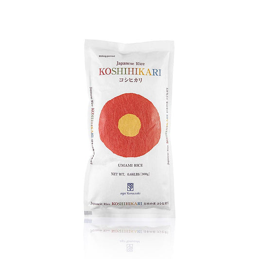 Paquet de 300 g de riz Koshihikari Umami à grain rond pour sushi d'Agri Yamazaki, parfait pour la préparation de plats japonais de haute qualité