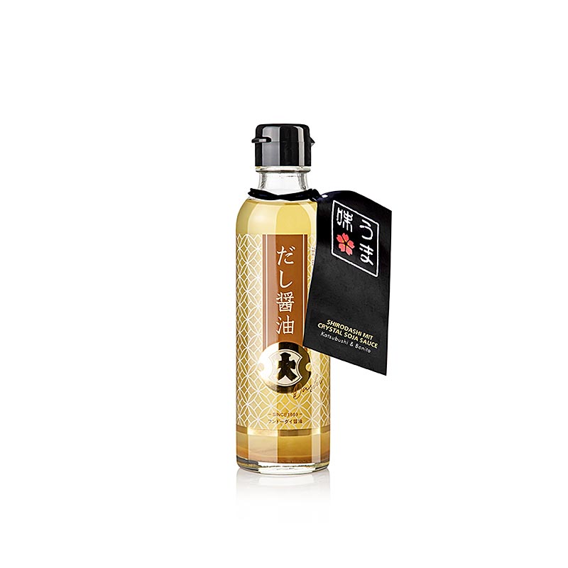 Shirodashi à la sauce soja cristal & katsubushi & bonite, Fundodai Japon, 200 ml - Sauce traditionnelle japonaise à la sauce soja cristal, bonite fumée et katsubushi, en bouteille de 200 ml