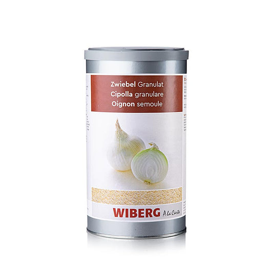 Le coffre-fort aromatique Wiberg à l'oignon en granulés, 590 g, est un condiment de qualité supérieure à base d'oignons séchés et moulus, idéal pour assaisonner différents plats, comme les soupes, les sauces, les marinades et les vinaigrettes.