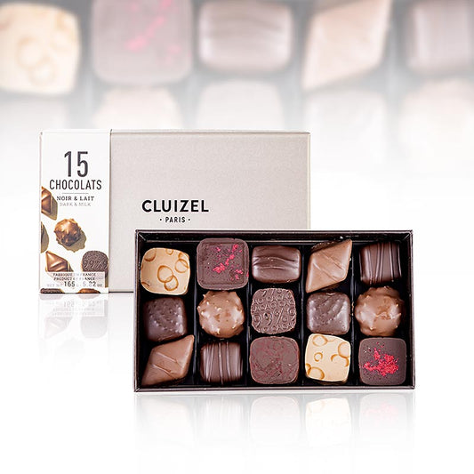 Assortiment de 15 pralines, Michel Cluizel, 165 g, boîte cadeau N15