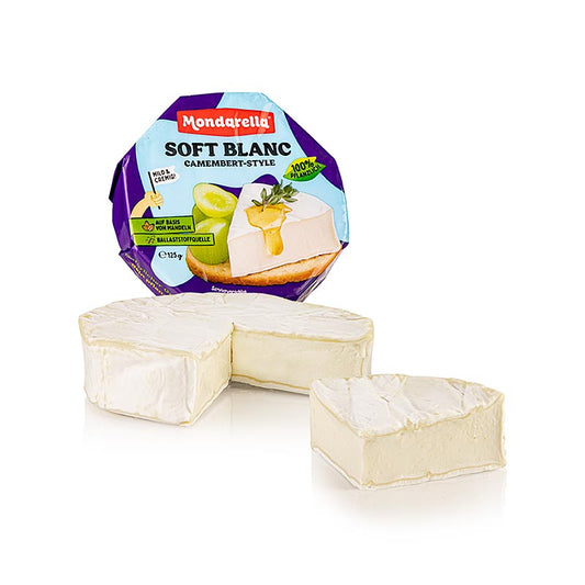 Soft Blanc doux, alternative au fromage végétal, 125 g - Alternative au fromage végétal crémeuse et douce, idéale pour le pain, les salades et les plateaux de fromages, parfaite pour les végétaliens et les personnes intolérantes au lactose, emballée dans un paquet pratique de 125 grammes