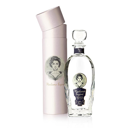 Une bouteille de gin sec premium Madame Fagini à 40% vol d'alcool