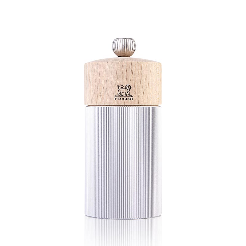 Moulin à sel LINE, Aluminium/ Naturel, Peugeot, 1 pc - Moulin à sel haut de gamme en aluminium et bois naturel de Peugeot Un design sur mesure pour un sel fin