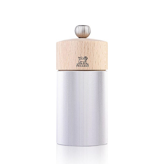 Moulin à sel LINE, Aluminium/ Naturel, Peugeot, 1 pc - Moulin à sel haut de gamme en aluminium et bois naturel de Peugeot Un design sur mesure pour un sel fin