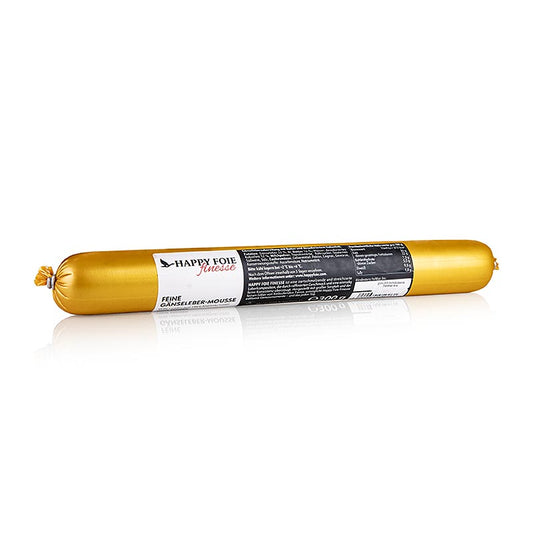 Elégant emballage de Happy Foie Finesse Mousse de Foie Gras d'Oie EthicLine, 300 g, à la texture onctueuse et aux ingrédients de qualité pour les gourmets