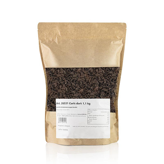 Râpe à garnir au chocolat Fleur Noir (Curls Dark), 11 kg - fine râpe à garnir au chocolat pour une utilisation décorative