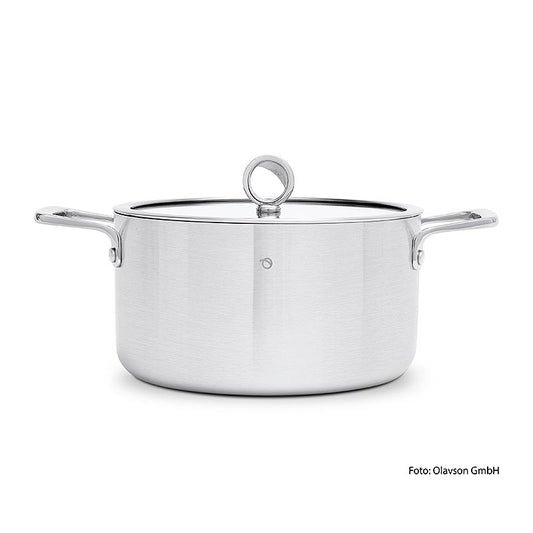 Olavson Casserole à noyau de cuivre, avec couvercle, 24cm, 5,5l, pour tous les feux, 1 pc - Une grande casserole à noyau de cuivre de qualité supérieure de 24 cm avec couvercle, adaptée à tous les feux, capacité de 5,5 litres