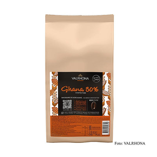 Chocolats Valrhona Compoz - base de cacao Ghana 80%, Callets, 3 kg