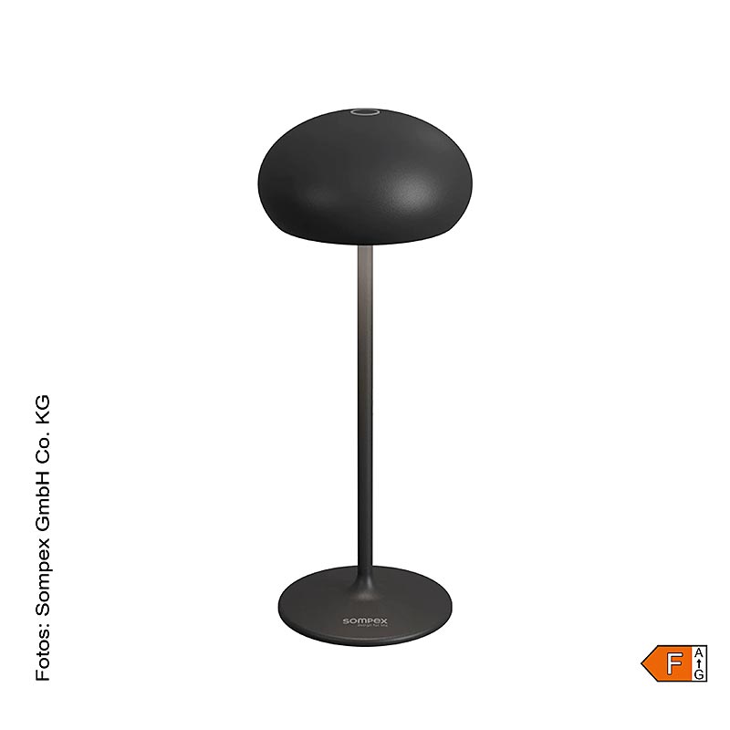 Lampe de table "PEBBLE", avec batterie, 23x9,2cm, alu, avec station de recharge, noir (78681), 1 pc