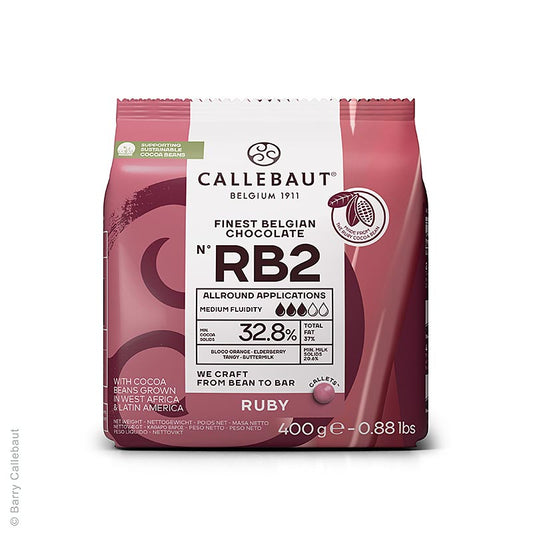 Ruby RB2 - Chocolat rose (32,8%), Couverture de callets, Callebaut, 400 g