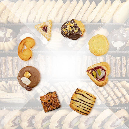 Miscela di biscotti da tè, 8 varietà, cotti con vero burro, come fatti in casa, 1 kg, circa 152 pezzi.