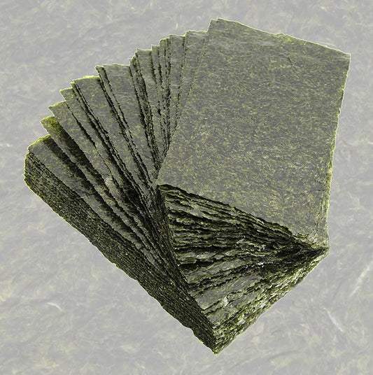 Yakinori mezza misura, foglie di alga essiccate, tostate, oro, 125 g, 100 fogli