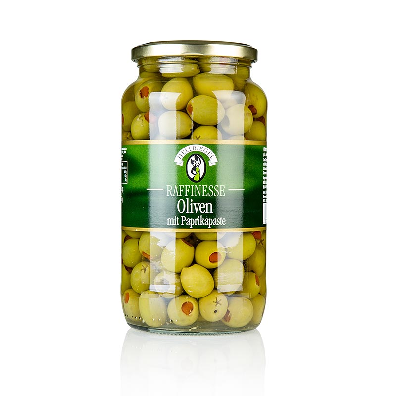 Olive verdi, snocciolate, con pasta di paprica, in salamoia, Raffinesse, 935 g