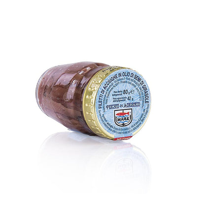 Filetti di acciughe rosse in olio di girasole, 80 g