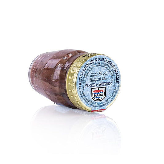 Filetti di acciughe rosse in olio di girasole, 80 g