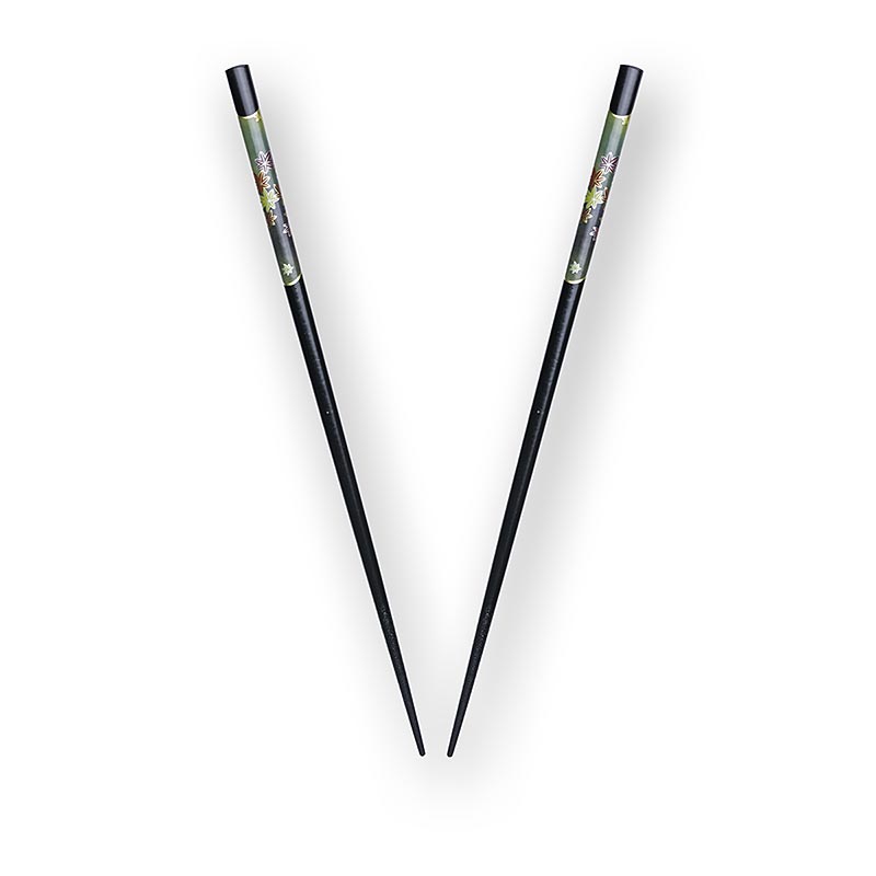 Bacchette per sushi, laccate nere, con elegante decorazione, 1 pz.