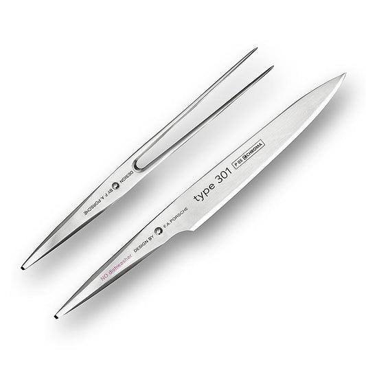 Testo alternativo in tedesco: Set di coltelli da intaglio Chroma tipo 301 P-5/17 (coltello da intaglio P-5 e forchettone da arrosto P-17), 2 pezzi - Set di coltelli di alta qualità da 2 pezzi per intagliare e arrostire