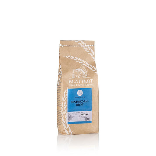 Miscela per pane a sei cereali di Blattert Mühle, senza conservanti, con estratto di malto e lievito madre, 1 kg - prodotti cerealicoli biologici di alta qualità