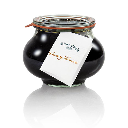 Noci nere sciroppate con spezie, conservate secondo lo stile di Jean-Marie Dumaine, adatte per accompagnare carne di manzo o dessert con gelato alla vaniglia, 600 g Vieux Sinzig