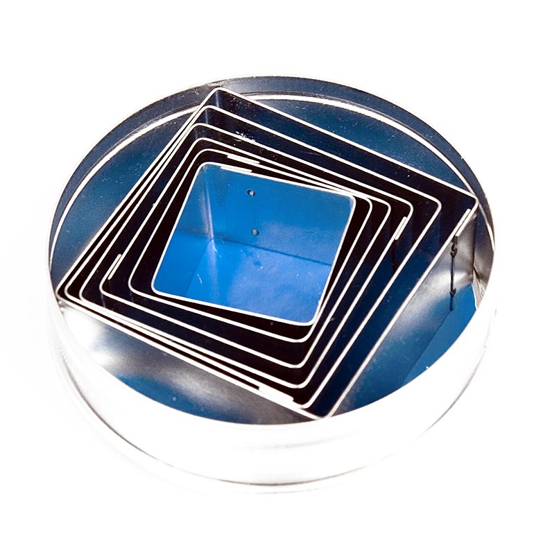 Set di taglierine per stagno, lisce, quadrate, 6 misure diverse, 30-70 mm, altezza 30 mm, 6 pz. dimensioni, 30-70 mm, altezza 30 mm, 6 pezzi.