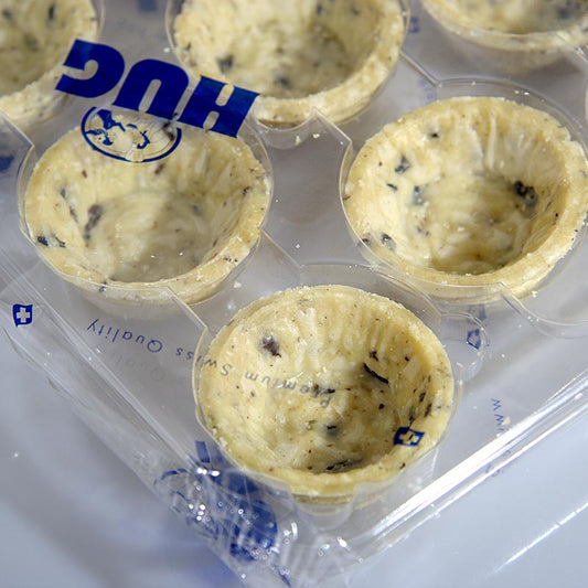 Mini tartelette snack, pasta alle olive e rosmarino, rotonde, ø 4,2 cm, salate, vegane, 1,02 kg, 160 pezzi
