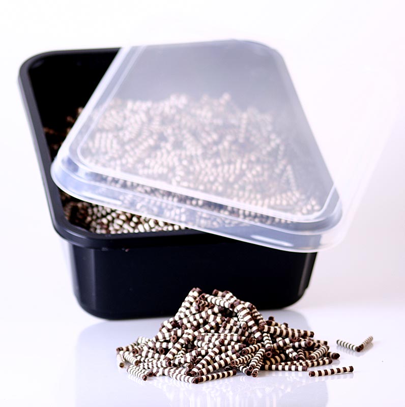 Bastoncini di cioccolato - "Twister", scuro/bianco, a strisce, mini, circa 3,4 cm, 1,5 kg, circa 3.100 pezzi.