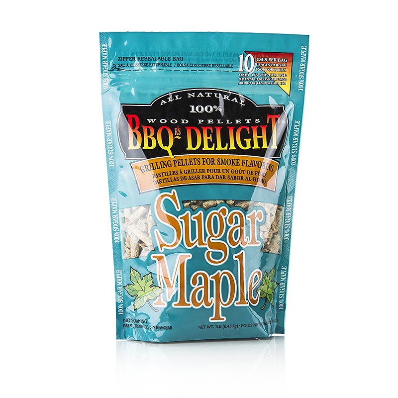 Pellet per affumicatura a base di legno d'acero, 450 g: Affumicato, delicato, nota dolciastra, adatto per carne di maiale, pollame, selvaggina da penna, formaggio Aromi affumicati e piccanti durante la cottura alla griglia