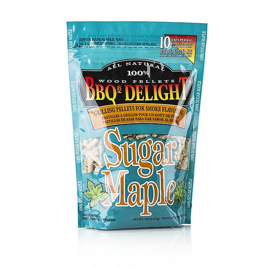 Pellet per affumicatura a base di legno d'acero, 450 g: Affumicato, delicato, nota dolciastra, adatto per carne di maiale, pollame, selvaggina da penna, formaggio Aromi affumicati e piccanti durante la cottura alla griglia