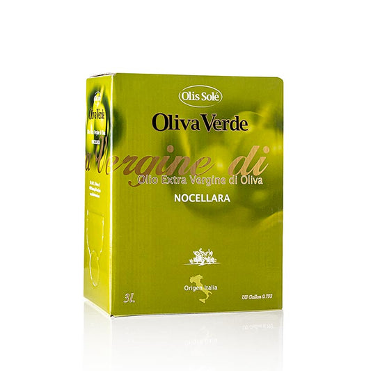 Olio extravergine di oliva, Oliva Verde, da olive Nocellara, 3 litri