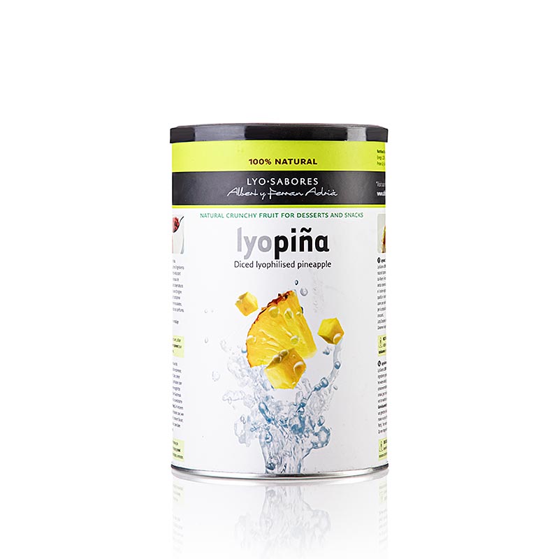 Cubetti di ananas liofilizzato della linea Lyo Sabores di Albert e Ferran Adrià Ideali per piatti dolci e salati e come spuntino con latte o yogurt