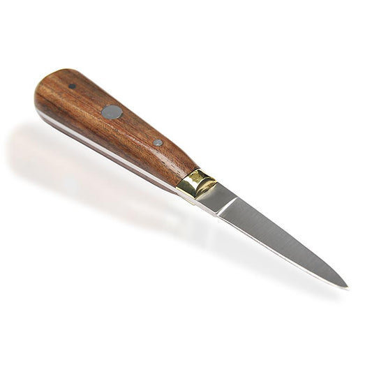 Coltello per ostriche, con manico in legno pregiato, qualità pesante, lama da 6,5 cm, lunghezza 16 cm, 1 pezzo