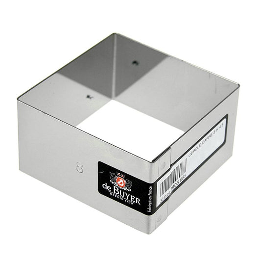 Telaio in acciaio inox per tagliare e servire, quadrato, dimensioni 8 cm x 8 cm, altezza 4,5 cm