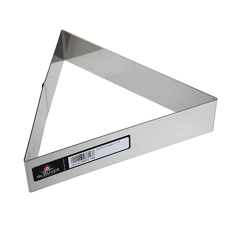cornice deBUYER, triangolare, acciaio inox, lunghezza bordo 20 cm, altezza 4,5 cm, 1 pz.