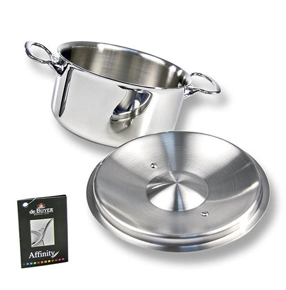 deBUYER Padella ad induzione "Affinity" e coperchio, acciaio inox, ø 24 cm, altezza 13 cm, 1 pz.