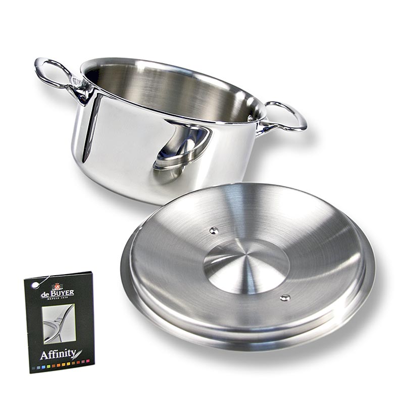 deBUYER Padella ad induzione "Affinity" e coperchio, acciaio inox, ø 24 cm, altezza 13 cm, 1 pz.