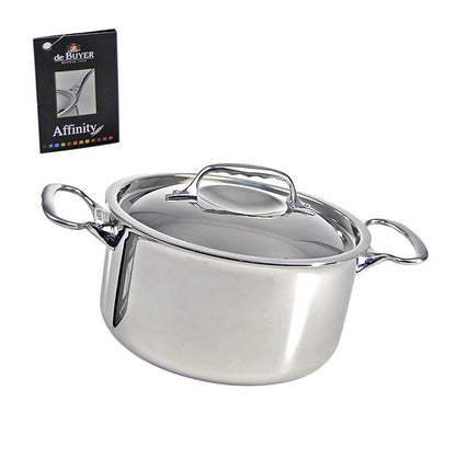 deBUYER Padella ad induzione "Affinity" e coperchio, acciaio inox, ø 24 cm, altezza 13 cm, 1 pz.