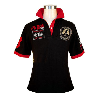 EDITION BOS FOOD Polo La Guajiro, manica corta, nero/rosso, donna taglia XS, 1 pezzo