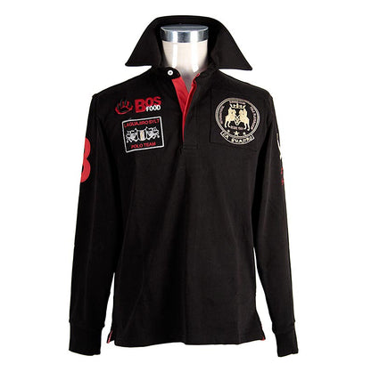 BOS FOOD EDITION Polo La Guajiro, manica lunga, nero/rosso, taglia uomo M, 1 pezzo