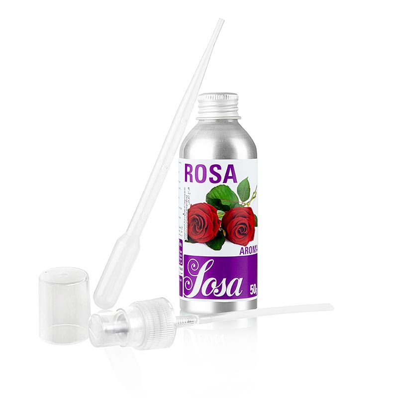 Aroma Rose, liquido, 50 g - Prodotto di alta qualità dell'azienda Sosa, nota per i suoi ausili di alta qualità per la pasticceria in Spagna, utilizzati nei migliori ristoranti e pasticcerie.