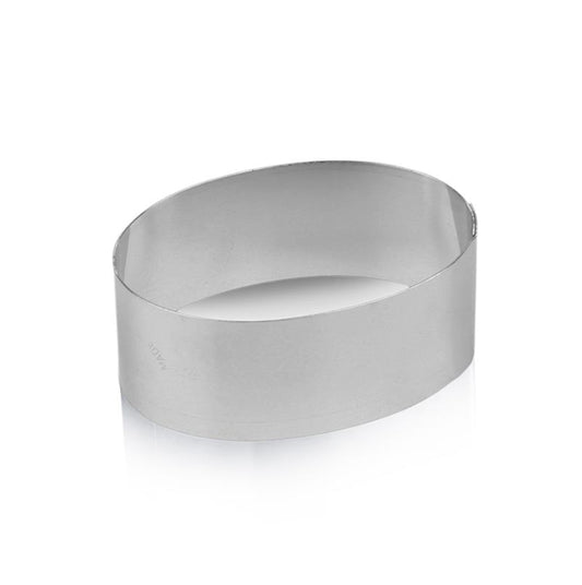Tagliabiscotti in acciaio inox, ovale, liscio, altezza 7,5x4,5x3 cm, 1 pz.